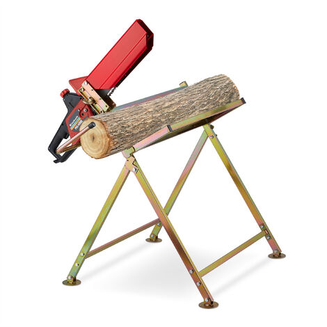 Relaxdays – Chevalet de sciage avec support tronçonneuse – Charge max. 120 kg – Acier – Dimensions déplié 86 x 88 x 3 cm – Pour bois jusqu'à 180 cm