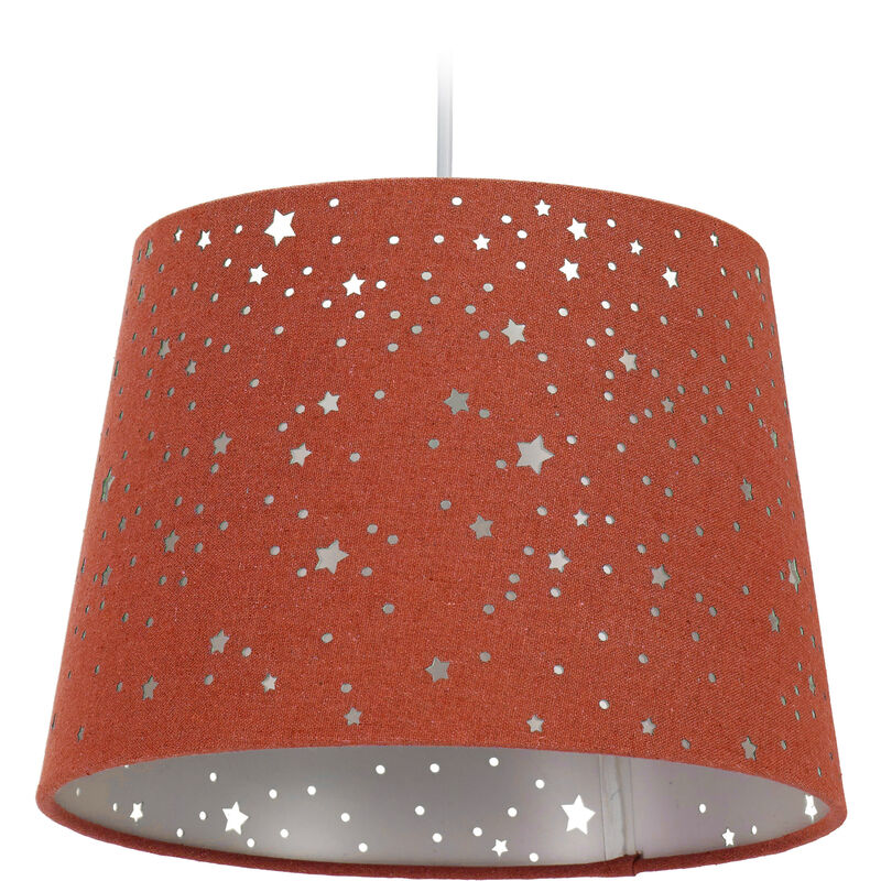 Relaxdays - Children's Hanging Lamp with Star Design, Kids' Ceiling Light, Round Fabric Lampshade, Assorted Colours