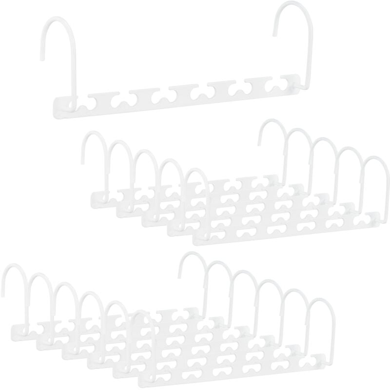 Cintre gain de place métal set de 12 cintre magique organiseur armoire crochet mobile 26 cm, blanc - Relaxdays