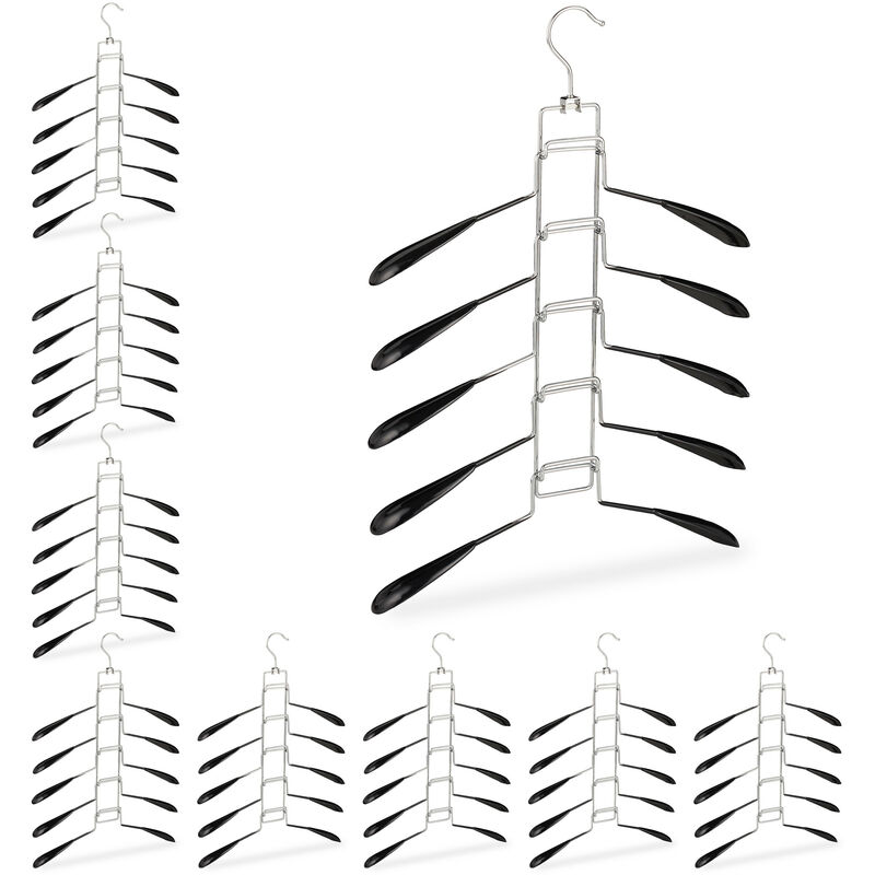 Cintre multiples, lot de 9, cintre multifonction, gain place, robe chemise, 5 support amovible antidérapant, noir