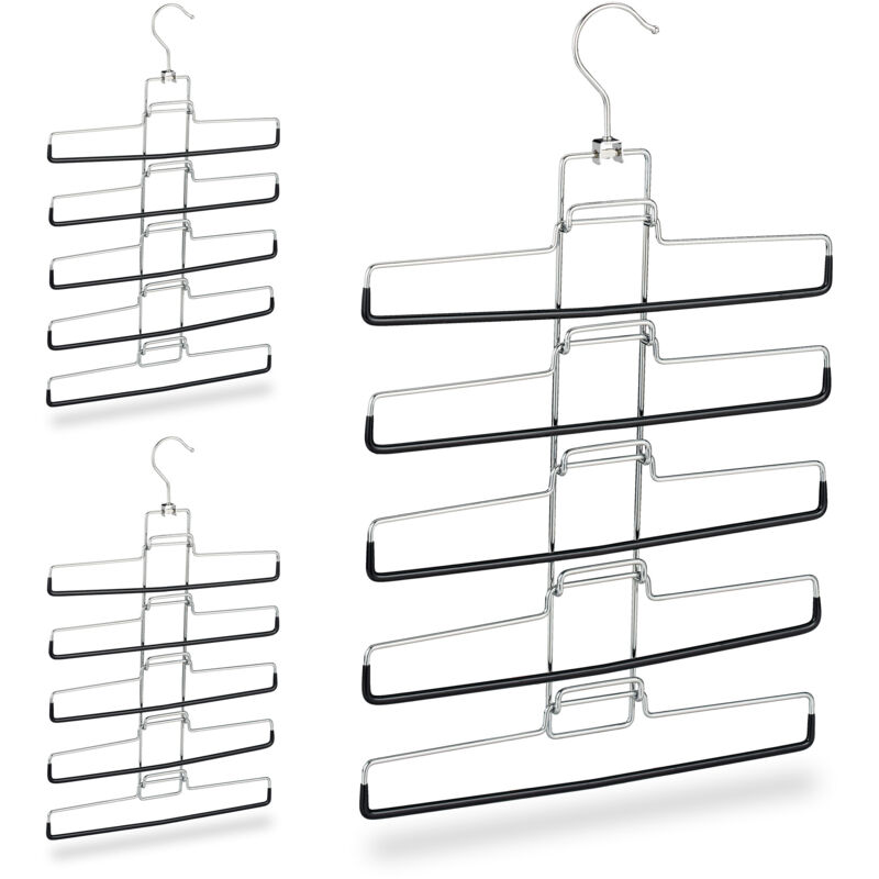 Cintre multiples, lot de 6, multifonctions, gain place, pantalons jupes support amovible, 52x33,5x2 cm, argent