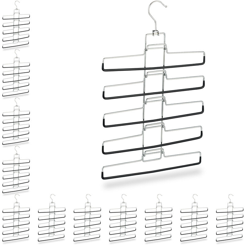 Cintre multiples, lot de 12, multifonctions, gain place, pantalons jupes support amovible, 52x33,5x2 cm, argent