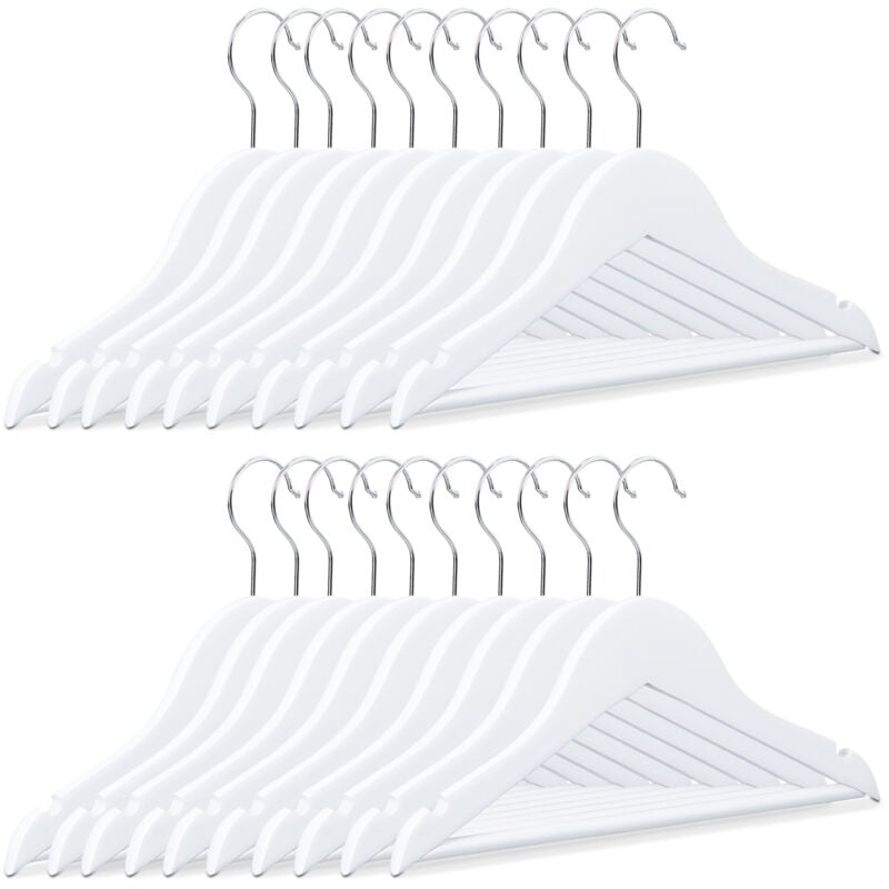 40x Cintres enfants en bois crochet 360° cintres en bois vêtements bébé enfant blanc HxlxP: 18 x 30,5 x 0,5 cm, blanc