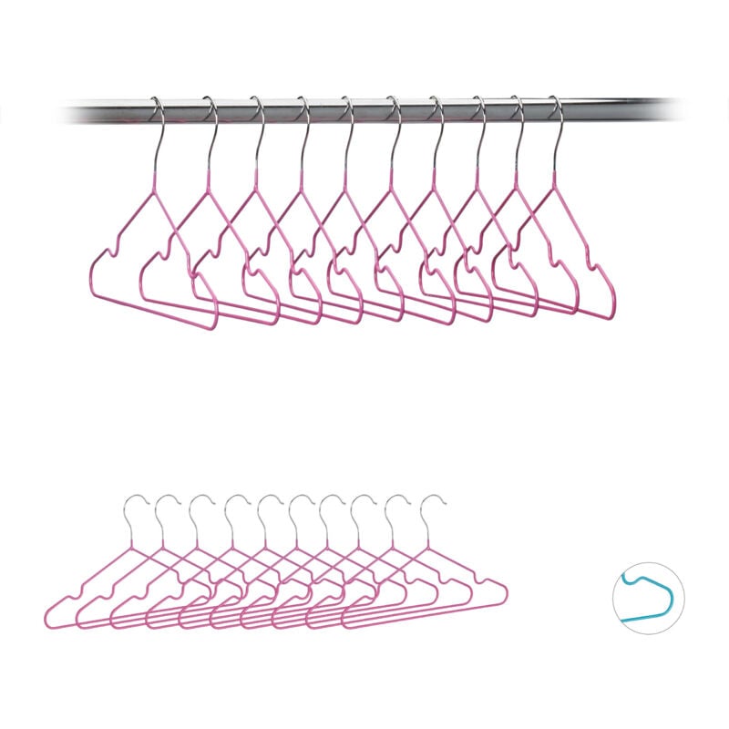 Cintres enfants, lot de 40, cintres bébé décoratifs, t-shirts, chemises, en fer, revêtement pvc, encoches, 30 cm, rose