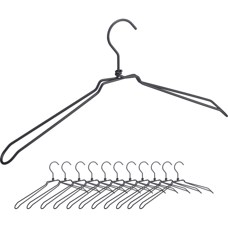 Cintres, jeu de 24, pour chemises, vestons et blouses, design industriel, métal, large de 45 cm, noir