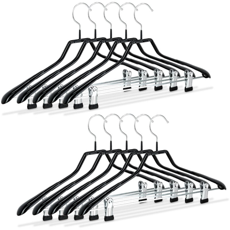 Cintres pour costumes revêtement antidérapant métal 42 cm lot de 40, noir - Relaxdays