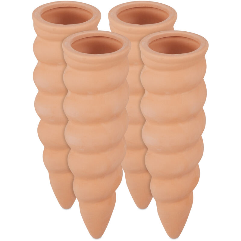 Cône en argile d'arrosage, lot de 8, accessoire d'arrosage, Bouteilles d'1,5 l, 16,5 x 5 cm, terre cuite