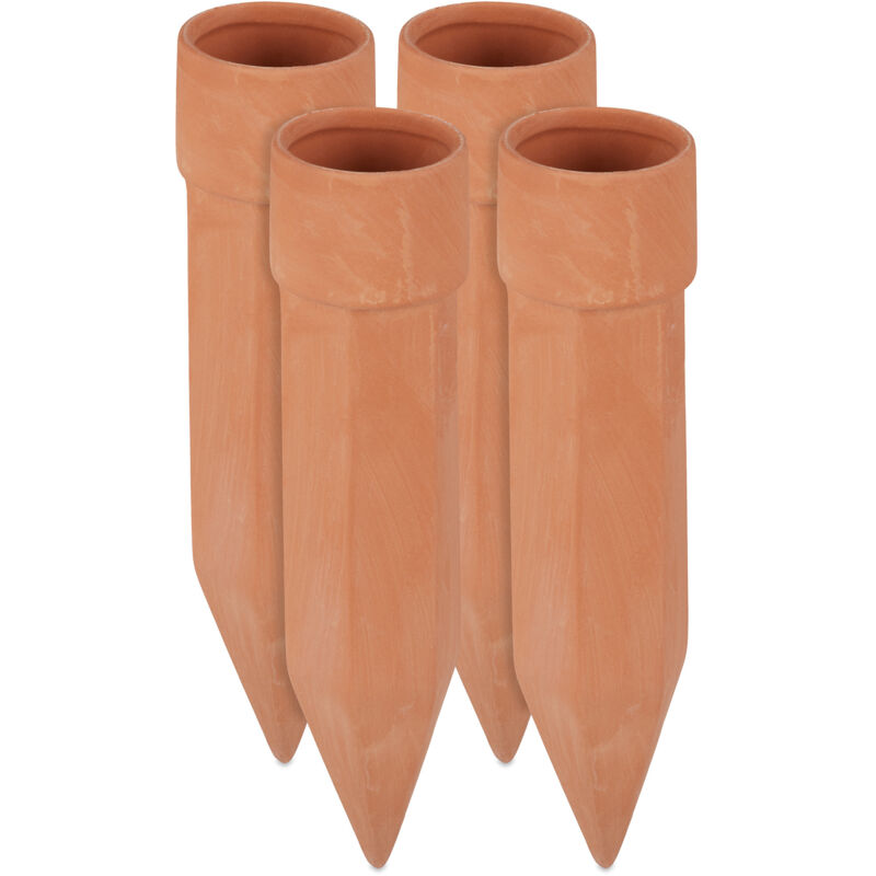 Cône en argile d'arrosage, lot de 8, accessoire d'arrosage, Bouteilles d'1,5 l, 19 x 4,5 cm, terre cuite