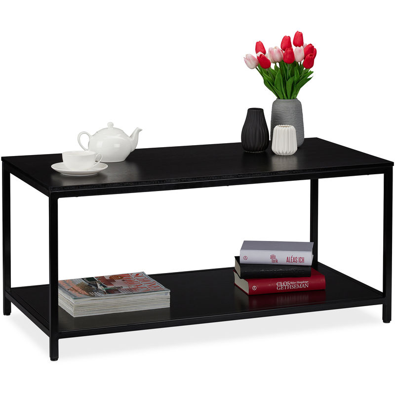 Relaxdays Coffee Table With Shelf Rectangular Couch Side Table