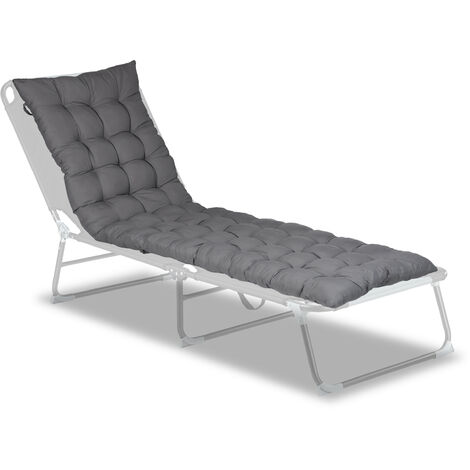 Relaxdays Cojín para Bancos, Respaldo con Lazos para Asientos y Tumbonas Exteriores, 7 x 180 x 50 cm, Poliéster, Gris