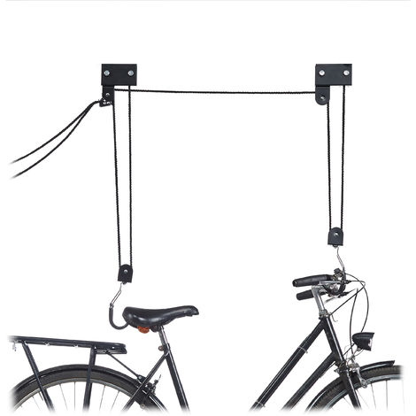   Colgador Bicicleta Techo, Metal, Negro, Hasta 57 kg