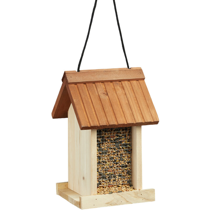 

Comedero para Pájaros Colgante en Forma de Casa, Madera, Beige, 27 x 17 x 18 cm