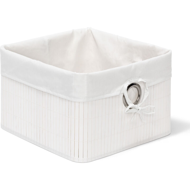 Corbeille, lot de 3, Panier de rangement, Housse amovible, poignée, Boîte étagère armoire, HxLxP 20 x 31 x 31 cm, blanc