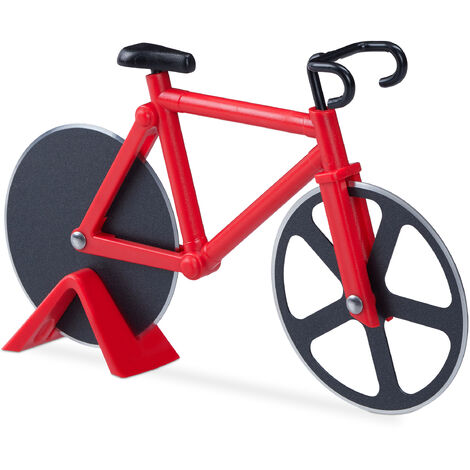   Cortador de Pizza Bicicleta, Acero Inoxidable, Rojo, 11,5 x 18 x 3 cm