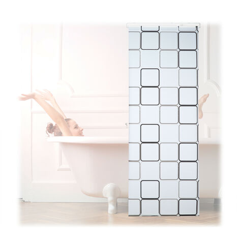 Relaxdays Cortina de Baño Enrollable Estampada, Estor Ducha o Ventana  Semitransparente, 140x240cm, Blanco