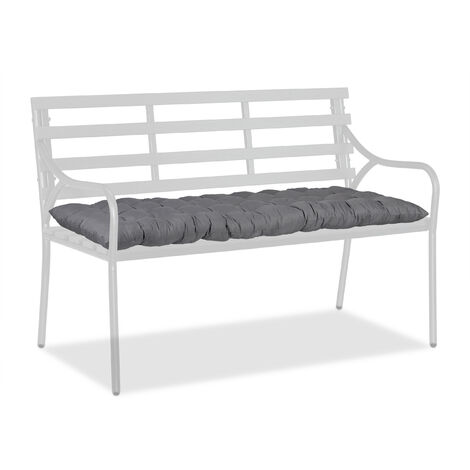   Coussin de banc de jardin, avec attaches, pour chaise longue, polyester, H x L x P : 7 x 118 x 50 cm, gris