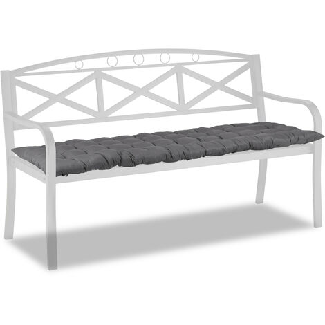   Coussin de banc de jardin, avec attaches, pour chaise longue, polyester, H x L x P : 7 x 157 x 50 cm, gris