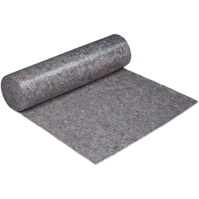 Couverture déménagement, lot de 10, 1x50 = 50 m, Rouleau protection sol 220 g/m² tapis travaux peinture, gris