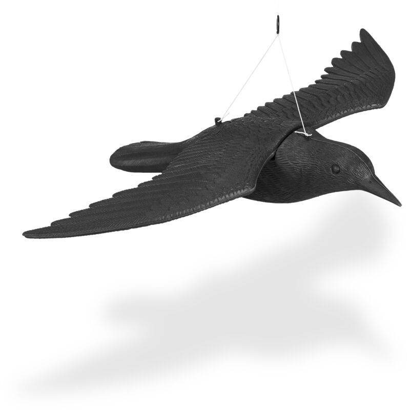 Relaxdays - 2x Crow Bird Repellent, Scarecrow Decoration, Realistic, Flying Decoy Pest Control, 8 X 58 X 41 Cm, Black