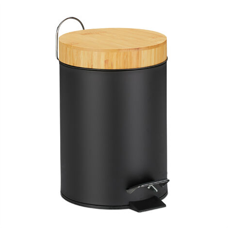 WENKO Cubo de basura cosmética papelera cocina baño Gara negro mate