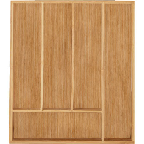 Relaxdays Cutlery Tray, 5 Compartments, Bamboo, 5 x 30 x 34 cm, Kitchen Drawer Insert for Silverware & Utensils, Natural