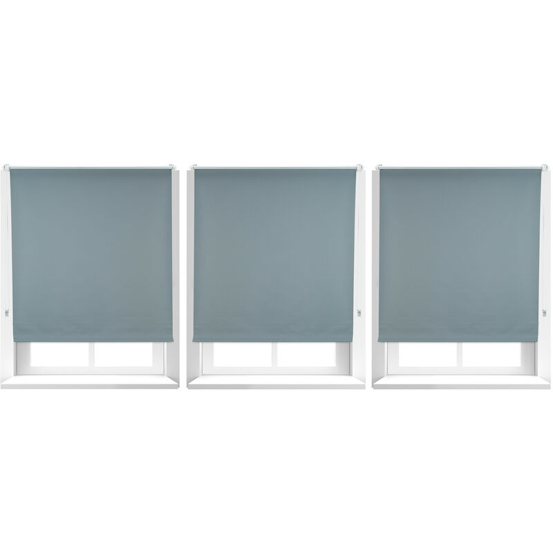 Set Of 3 Relaxdays Darkening Blinds With Heat Protection, Thermal Roller, No Drilling, Side-pull Roller, 110x160cm