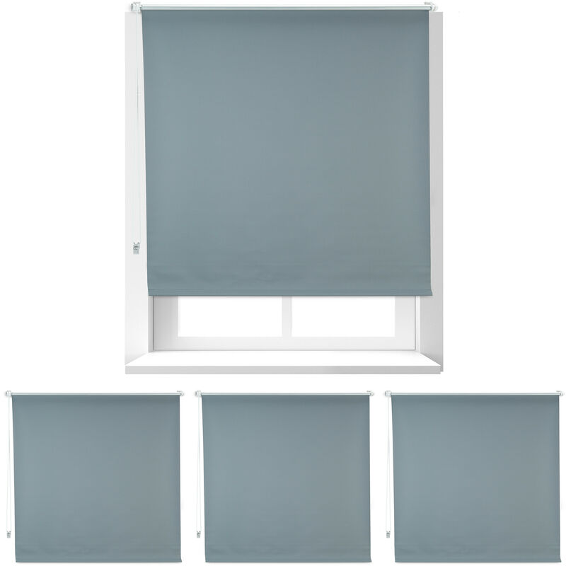 Set Of 4 Relaxdays Darkening Blinds With Heat Protection, Thermal Roller, No Drilling, Side-pull Roller, 120x160cm