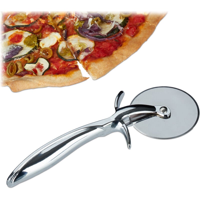 Lot de 2 Découpes Pizza Pro Roulette à Pizza Lame Inox ø 7 cm Couteau à Pizza Poignée Antidérapante, argenté