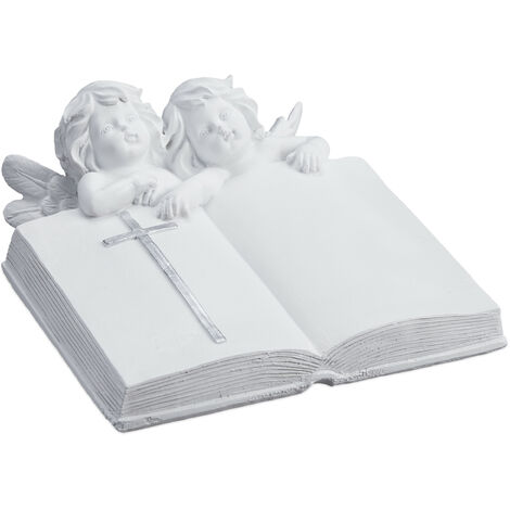 Relaxdays – Décoration pour tombe ange funéraire en polyrésine – Résistante aux intempéries et au gel – Dimensions 10x20x20 cm – Couleur blanche