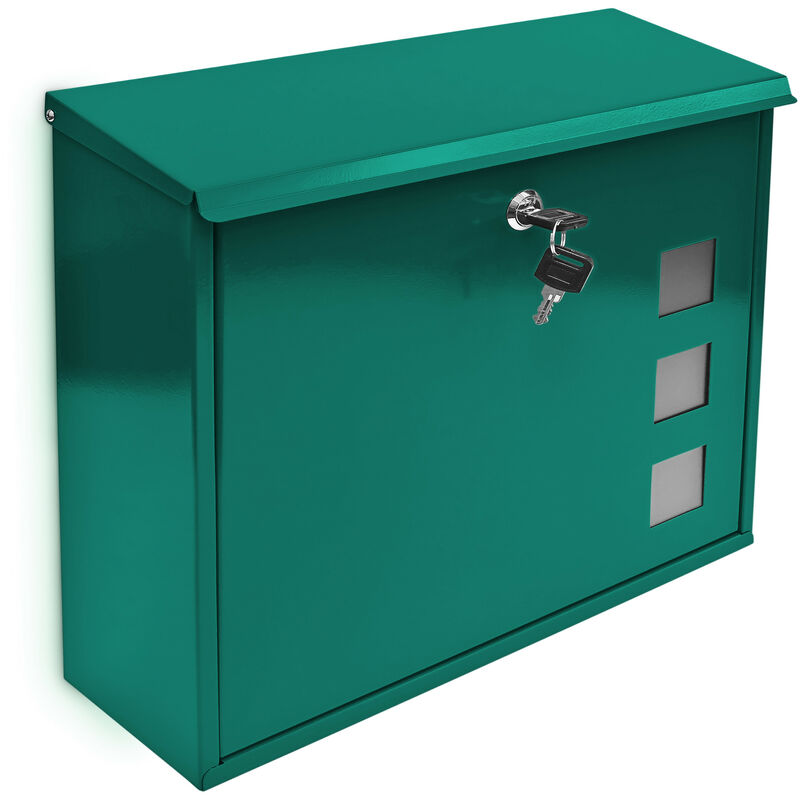 Relaxdays - Design Metal Mailbox / Letterbox Window Pattern, Green