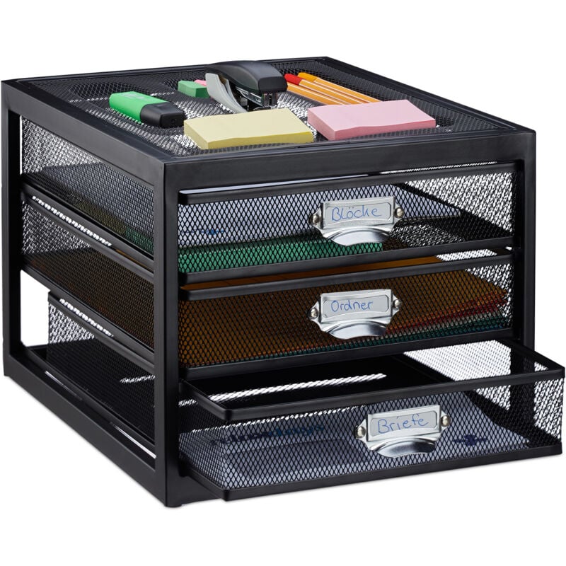 Relaxdays Desk Organiser 3 Drawers For Din A4 Files Letter Tray