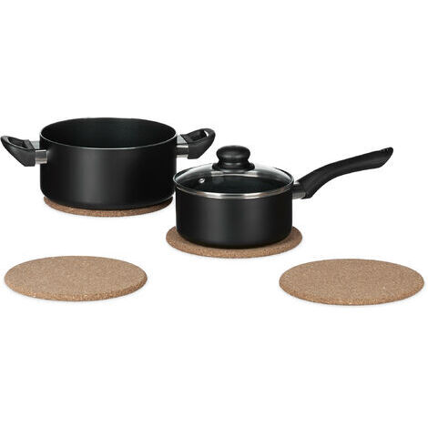 Relaxdays Dessous-de-plat en liège, lot de 4, Sous-plat, résistant à la chaleur, rond 19 cm Ø, nature