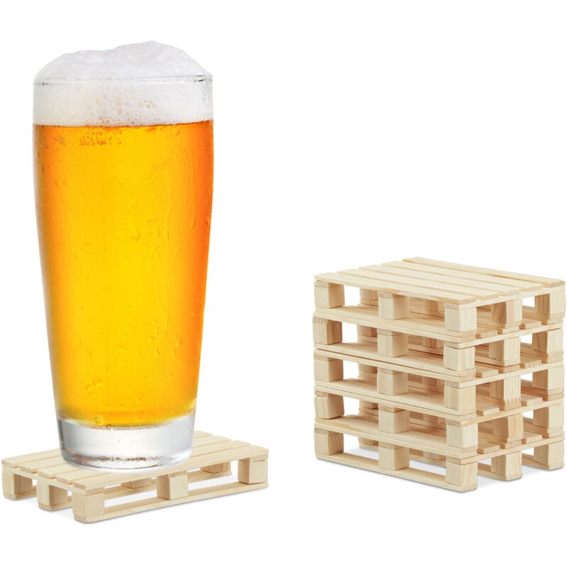 Dessous de verre bois, lot de 48, mini palettes pour tasses, verres, bois, sous bock, 2x12x8 cm, nature