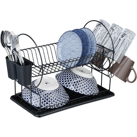 1pc Black Expandable Roll Up Dish Drying Rack Up to 22.8''with 2