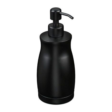 Relaxdays Dispenser di Sapone Liquido Manuale, 400 ml, Portasapone Ricaricabile, Accessorio Bagno e Cucina, Nero