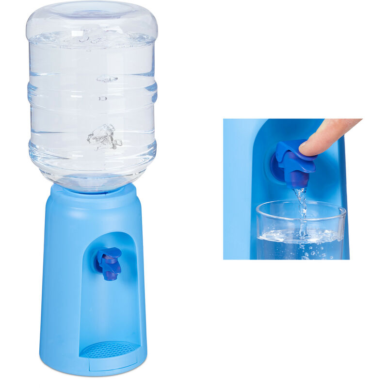 Distributore d'Acqua con Tanica & Rubinetto, Erogatore da Ufficio, 4,5 l, Plastica, HxD 47,5x17 cm, Blu - Relaxdays