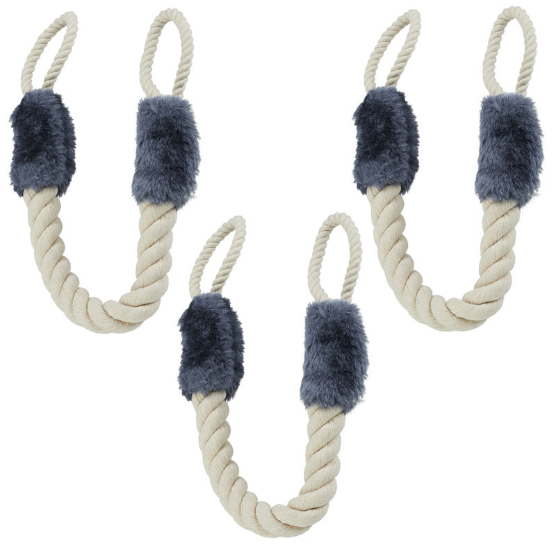 Relaxdays - Rope Door Stoppers, Set of 3, 60 cm Long, Handle Blocker, Protection for Kids & Pets, Maritime, Beige/Grey