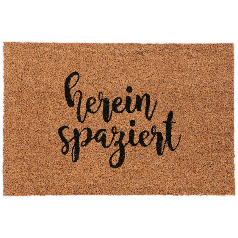 Relaxdays - Doormat Coconut, 60x40 Cm, Come In, Non-slip Doormat, Indoor & Outdoor Door Mat, Natural/black