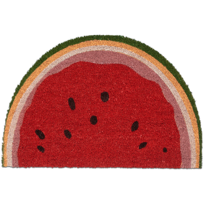 Relaxdays - Coconut Doormat, Anti-slip, Welcome Mat, Indoor & Outdoor, Cute Watermelon Shape, 1.5 X 60 X 40 Cm, Colourful