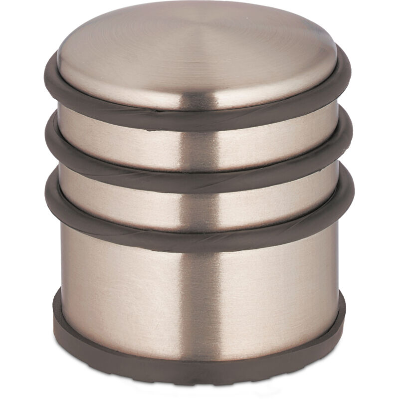 Relaxdays - 3x Doorstop, Stainless Steel, Hxø, 7.5 X 7 Cm, Flat & Heavy, Non-slip, Door Slam Buffer, Rubber Ring, Bronze