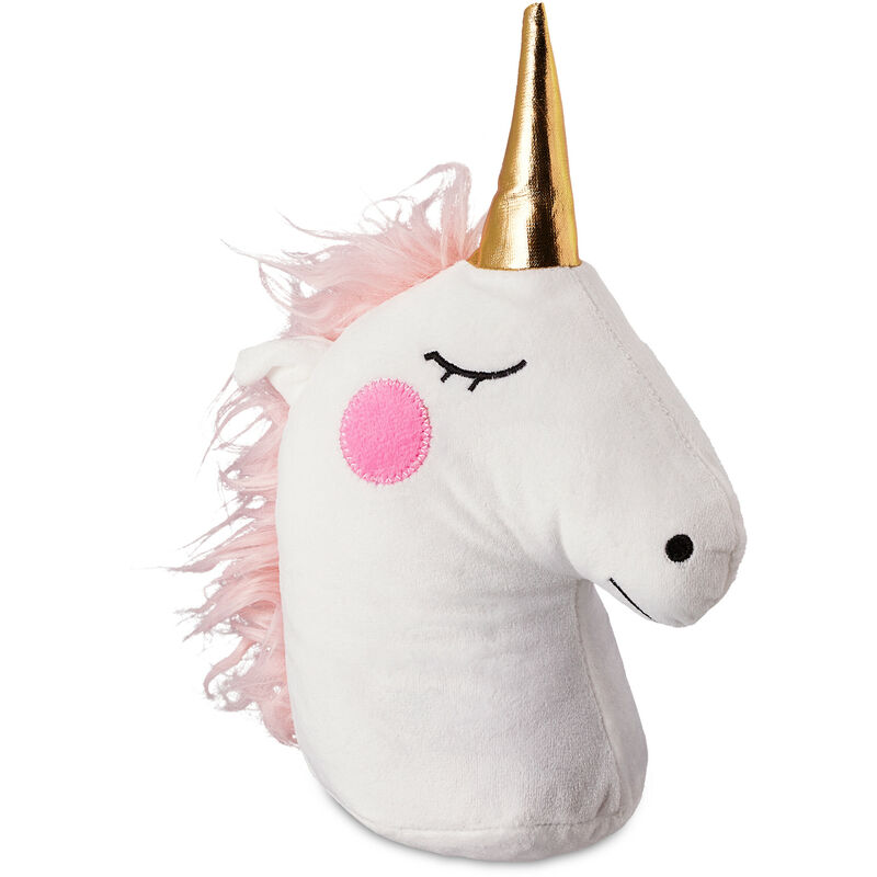 Relaxdays Doorstop Unicorn, Fabric & Sand, Drafts Protection, Inside, HWD: 27 x 18 x 10 cm, Decorative Bag Animal, White