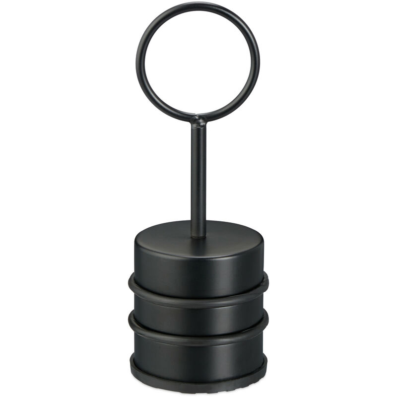 Relaxdays Doorstop with Handle, Stainless Steel & Rubber Rings, Door Buffer, No Slamming, Inside, HxØ: 20 x 7 cm, Black