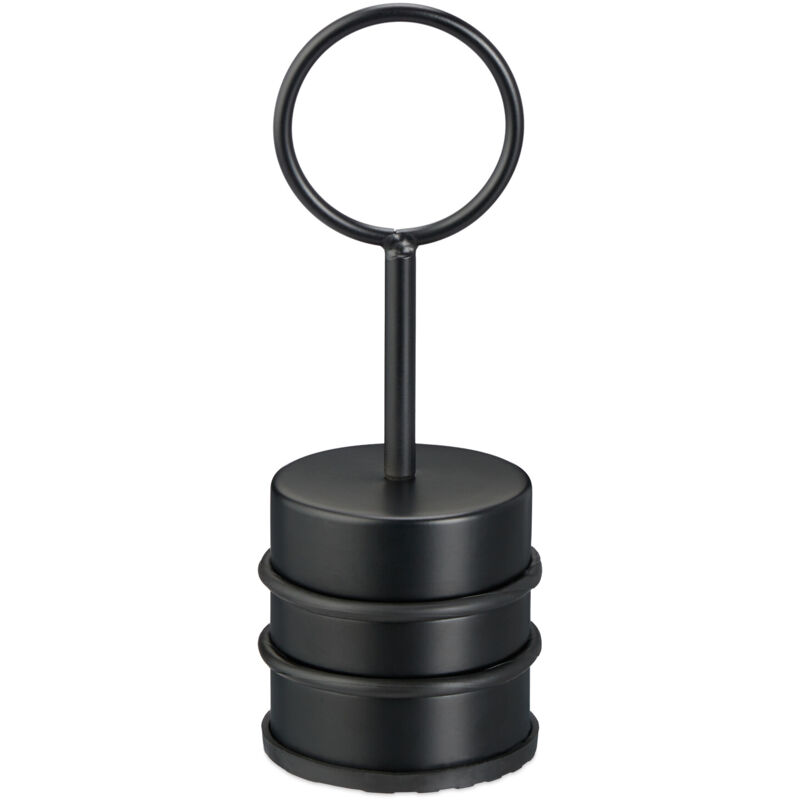 2 x door stoppers with handle, stainless steel & rubber, floor buffer, indoor use, H x D: 20 x 7 cm, door wedge, black