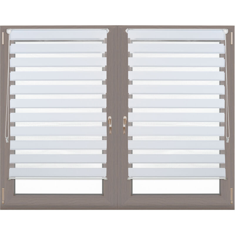 Set Of 2 Relaxdays Double Blinds, Klemmfix Without Drilling, Side-pull Shades, For Windows, Fabric, 85x150cm, White