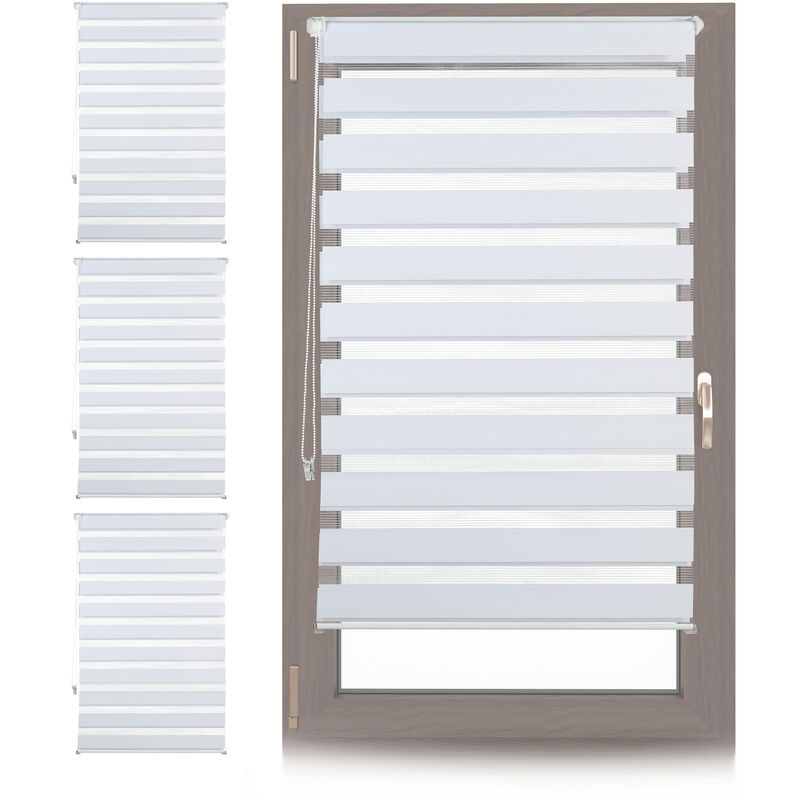 Set Of 4 Relaxdays Double Blinds, Klemmfix Without Drilling, Side-pull Shades, For Windows, Fabric, 80x150cm, White