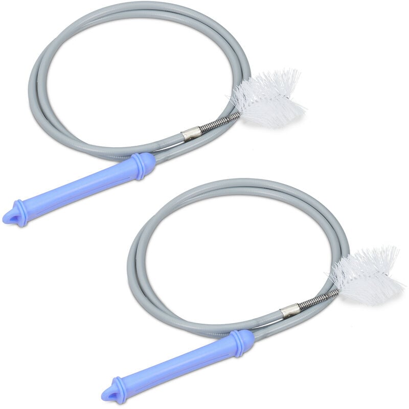 Relaxdays - Set of 2 Drain Brushes, 1 m Long, Flexible Clog Remover, Cleaning Tool, Sink & Fish Tank, Kitchen & Bath, Grey