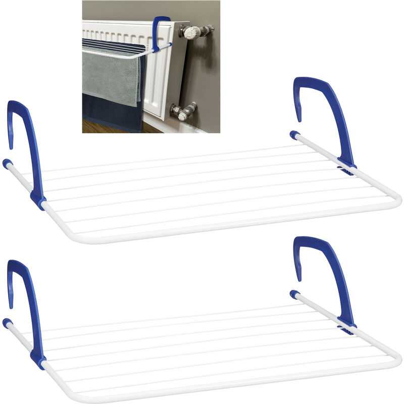Set of 2 Relaxdays Drying Racks, Hanging Clothes Aires, For Radiator and Balcony, Large Dryer, 4.8 m, White