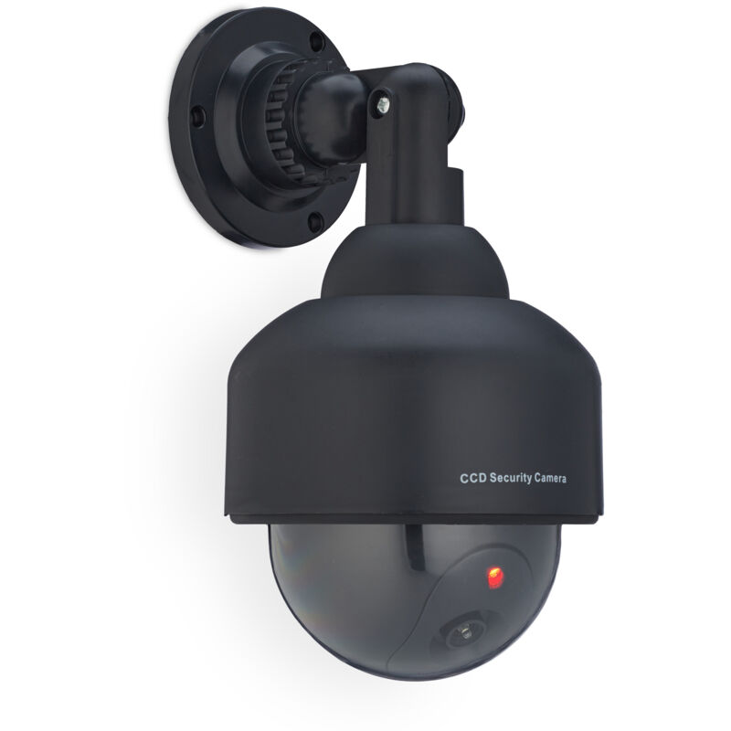 Relaxdays - 2x Dummy Camera, Flashing Led Light, Indoor & Outdoor, Burglar Deterrent, Security, 23.5 X 12.5 X 14 Cm, Black