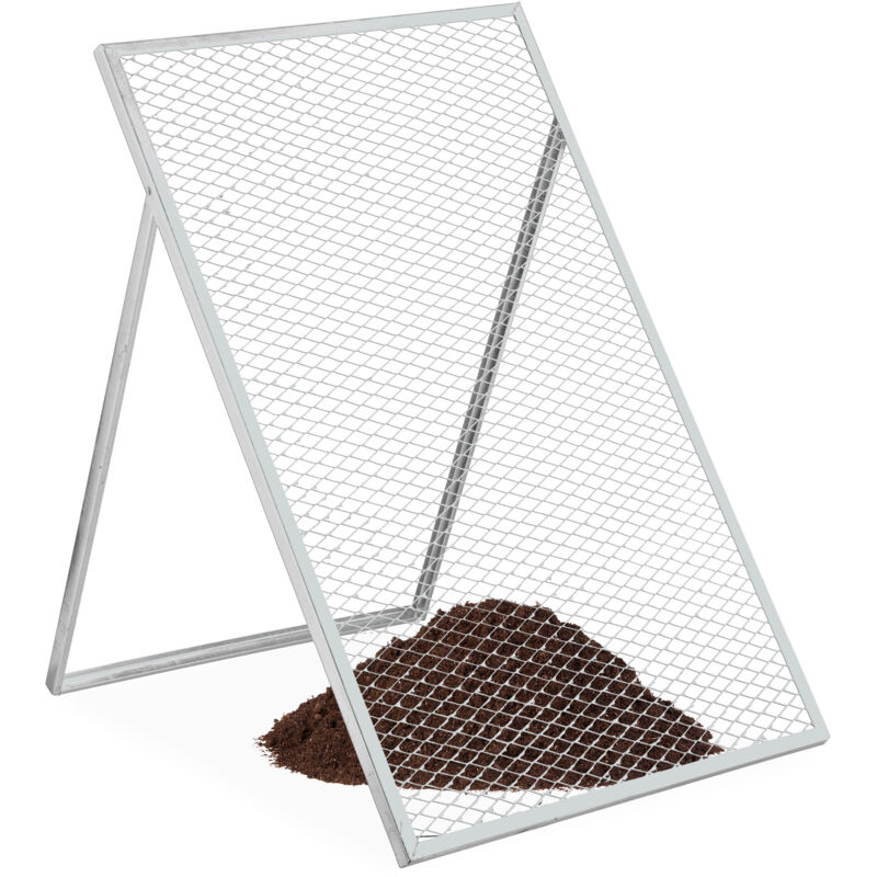 Durchwurfsieb, Hxb, 100 X 60 Cm, Verzinktes Gartensieb, Streckmetall 20 X 40 Mm, Kompostsieb, Stahl, Silber - Relaxdays