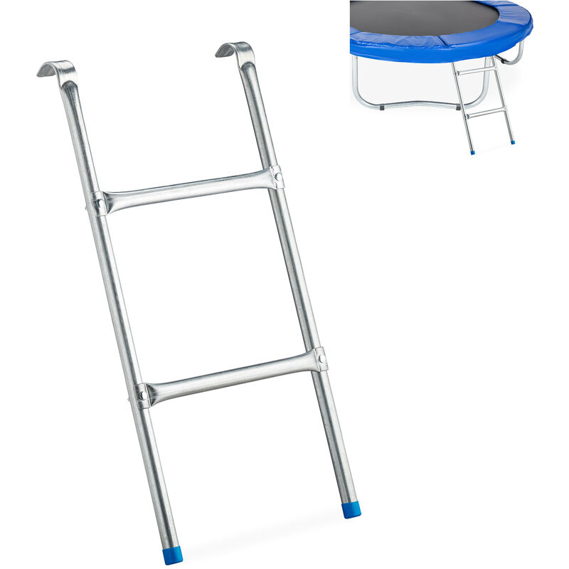 Relaxdays - chelle de trampoline escalier de trampoline accessoire jardin marches enfant h x l: 76 x 38 cm, argenté